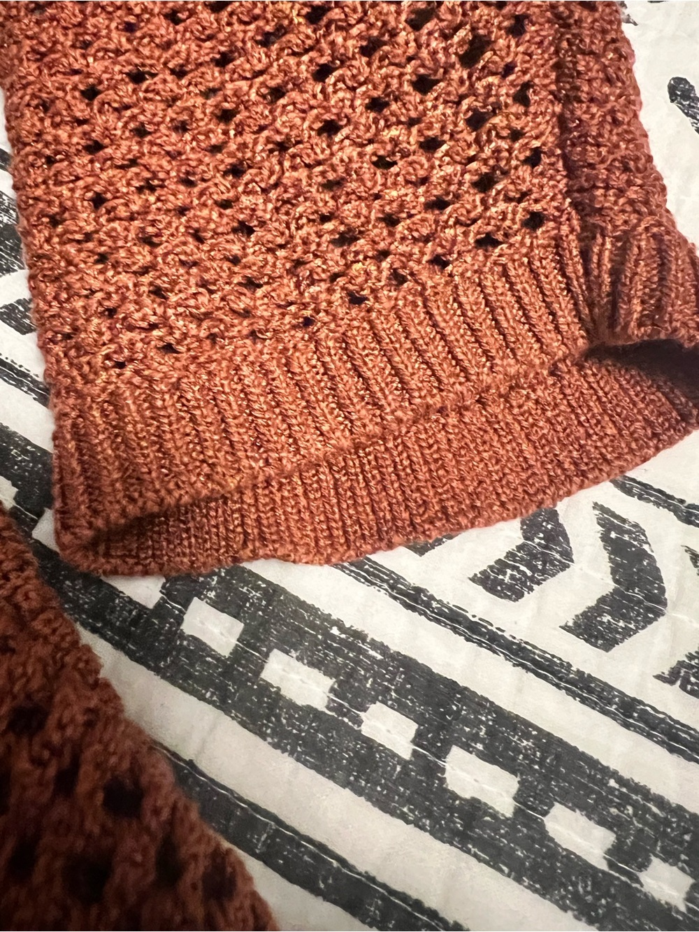 LOFT Rust Open-Knit Crewneck Sweater - Picture 4 of 6